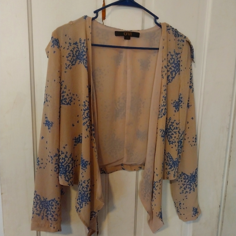 Ovi poly lined blue and tan cover up size small.